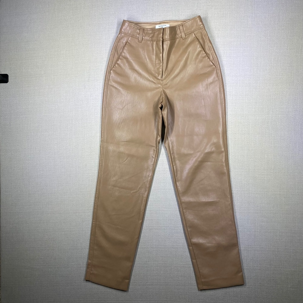 Aritzia Babaton Womens Vegan Leather Pants Caramel Size 00